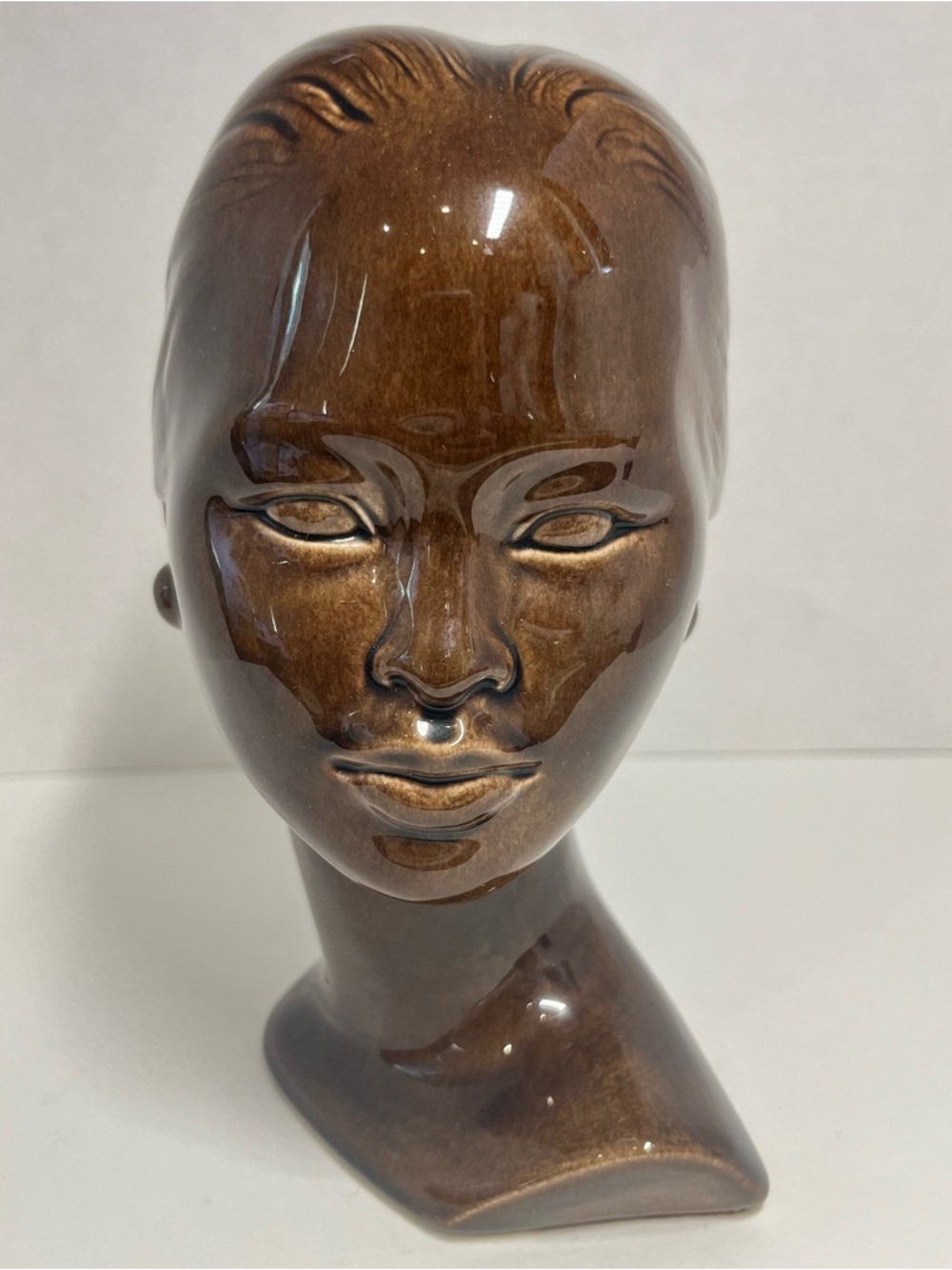 Source Unknown Brown Glazed Ceramic Bust